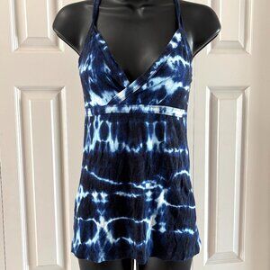 Tart Collections Blue Tie Dye Criss Cross Tank Top